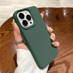 Imagem de Capa de silicone líquido para iphone 15 14 13 12 11 pro max capa traseira macia para 14 15 plus casos bonitos acessórios, verde escuro, para iphone 14 pro