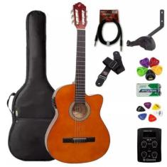 Imagem de Violão Giannini Aço Com Cutaway Elétrico Modelo Flat Sf-14 Natural + K
