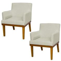 Imagem de Kit 02 Poltronas Decorativas Para Sala de Estar e Recepção Beatriz W01 Linho Bege - Lyam Decor
