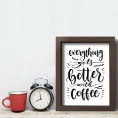 Imagem de Quadro Frase Café Better With Coffee 22x32cm Moldura Marrom