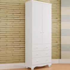 Imagem de Guarda Roupa Infantil Bebê 2 Portas 3 Gavetas Branco Carvalho 100% MDF Júnior Móveis Peroba