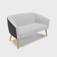 Imagem de Namoradeira 02 Lugares Stella Corano Preto com Linho Cinza A05 Pés Palito Castanho - D'Rossi