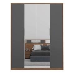 Imagem de Guarda Roupa Casal 4 Portas Com Espelho E 3 Gavetas Attore Amêndola grafito