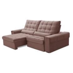 Imagem de Sofá 3 Lugares Retrátil e Reclinável Alasca Veludo Rosê - Ferguile