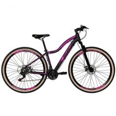 Imagem de Bicicleta Feminina Aro 29 Ksw Mwza 24v Freio Disco Garfo Suspensão Mtb 29 Alumínio Pneu Faixa Bege - Preto-rosa Tam.15