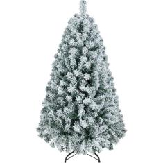 Imagem de Árvore de Natal Yaheetech 1,4 m de abeto flocado na neve com 340 pontas