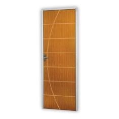 Imagem de KIt Porta de Madeira Decorada 215x75cm com Batente de Aço 06cm Neblina MGM Mogno