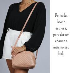 Imagem de Bolsa Feminina Couro matelassê tiracolo  com bolso frontal - Nacional,