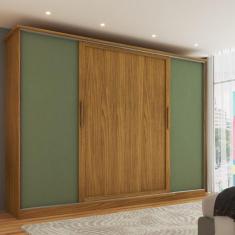 Imagem de Guarda-Roupa de Casal Orlando 4 Portas de Correr 4 Gavetas Carvalho/Verde - Panorama Móveis