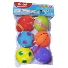 Imagem de Kit Com 6 Bolinhas Macias De Mão Brinquedo Para Banho De Bebês. - Onli