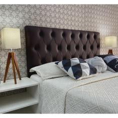 Imagem de Cabeceira King 195 Cama Box Luna Capitone Marrom Corano Painel rbl