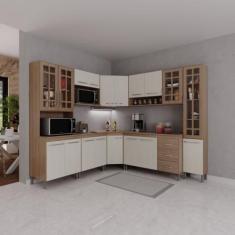 Imagem de Cozinha Modulada Completa Fidelitá Paris 8 Peças 445cm 18 Portas 3 Gav