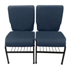 Imagem de 02 Cadeiras Para Igrejas C/ Porta Biblía E Porta Cálice Azul