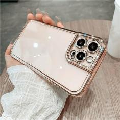Imagem de Capa protetora macia com strass e brilho de luxo para iPhone 14 13 12 11 Pro Max Mini XS X XR 7 8 Plus SE Plating Silicone Clear Cover, Gold, para iPhone12