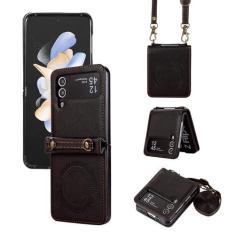Imagem de Asuwish Capa de telefone para Samsung Galaxy Z Flip 4 5G 2022 capa carteira com alça de ombro transversal couro sem fio proteção dobradiça proteção acessórios para celular ZFlip4 Z4 Flip4 4Z mulheres