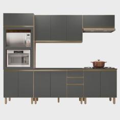 Imagem de Armário de Cozinha 5 Peças Com Tampo Jany N03 Carvalho/Grafite - Mpozenato