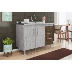 Imagem de Balcão Gabinete de Pia Nathan 120cm Rústico/Chocolate S/ Tampo