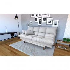 Imagem de Sofá Cama Andorra Com Banqueta Corano 3 Lugares Reclinável Império Branco 036