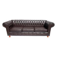 Imagem de Sofa Chesterfield Luiz xv Marrom Cafe 2.30M Sala Recepcao Barbearia
