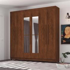 Imagem de Guarda Roupa 6 Portas Com Espelho Audi Imbuia Rústico