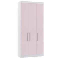 Imagem de Guarda Roupa Modulado 101,50cm 3 Portas Alpes Luciane Móveis Branco Pf Com Rosa Pf
