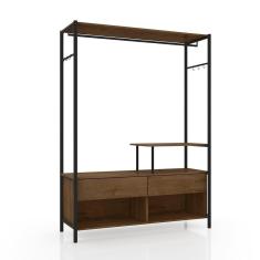 Imagem de Guarda Roupa Closet Industrial 2 Gavetas Tóquio Preto/Demolição 119cm - Pallazio