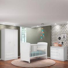 Imagem de Mini Cama E Guarda Roupa Infantil 3 Portas E Cômoda Branco
