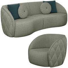 Imagem de Jogo Sofa 288 Cm 4 Lug E Poltrona 1 Lug Passion Linho Moll