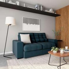 Imagem de Sofá 3 Lugares Retrátil e Reclinável Rochelle Suede Azul Turquesa - Mo