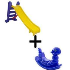 Imagem de Escorregador Infantil Médio  Gangorra Nhoca  Brinquedo Colorido e Segu