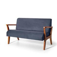 Imagem de Namoradeira 2 Lugares Estofada em Madeira Maciça Cléo Azul – Straub Web