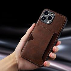 Imagem de Capa carteira de couro com slot para cartão para iPhone 14 13 Pro Max 12 11 Pro Max 14 Pro 14 13 11 Tampa traseira do telefone de silicone, marrom, FPara iPhone 11 Pro