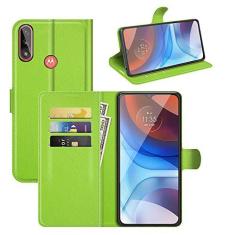 Imagem de Capa para Motorola Moto E7 Power, couro PU com suporte para cartão de crédito, capa carteira flip com suporte [compartimentos para cartão] [fecho magnético] para Motorola Moto E7 Power capa de