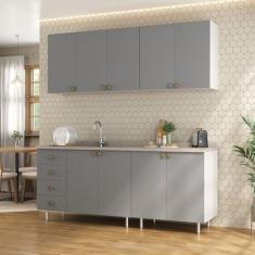 Imagem de Cozinha Compacta 4 Peças 100% Mdf Bp 2 Balcões 2 Aereos Maranello Branco/Urbi