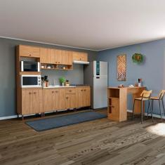 Imagem de Armário De Cozinha 253cm Com Bancada 6 Peças Modulada Torino Puxador C