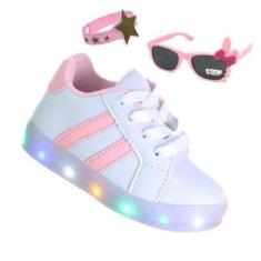 Imagem de Tênis + Óculos+ Pulseira Infantil Feminino Florzinha Casual  Juvenil-Feminino