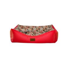 Imagem de Cama para Cachorro Retangular em Corino + Poliéster Rosa Cachorrinho Grande (G) 50 x 65 cm