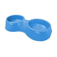Imagem de Comedouro plástico Pop duplo para cães e gatos Furacão Pet n1 - 500 ml (azul)