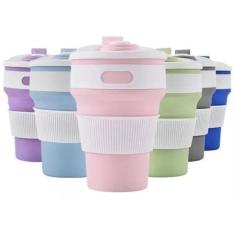 Imagem de 6 Copo Dobrável Reutilizavel Silicone Retrátil  350Ml