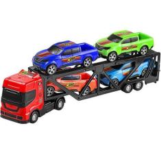 Imagem de Caminhão Brinquedo Infantil Cegonha Miniatura + 4 Carrinhos 485 - Bs T