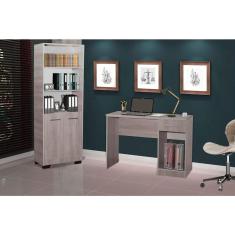 Imagem de Mesa Escrivaninha Celta Com Estante Prateleira Elmo Natural - Móveis Leartam