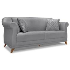 Imagem de Sofá Living 2 Lugares 1,80m Vênus Linho Grafite Pés Castanho - Pallazi