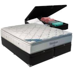 Imagem de Cama Box Baú e Colchão Freedom Molas Ensacadas King Ortobom,  Preto