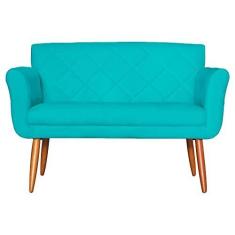 Imagem de Namoradeira Decorativa Isabela Pés Palito Suede Azul Turquesa - DS Estofados