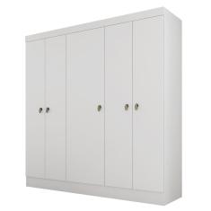 Imagem de Guarda Roupa Solteiro Helena 5 Portas Branco - Móveis Arapongas