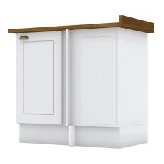 Imagem de Balcão Canto Reto 1 Porta Americana Branco Com Tampo Nature - Móveis Henn