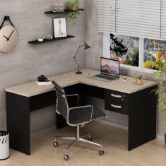 Imagem de Mesa De Escritório em L 120x150cm com Gaveta Tampo 30mm Carvalho