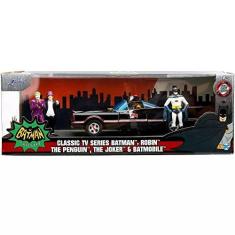 Imagem de MINIATURA JADA 1/24 1966 BATMOVEL COM BONECO BATMAN, CORINGA,PINGUIM E ROBIN
