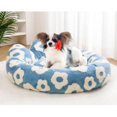 Imagem de Cama redonda para cães e gatos pequenos – Cama de gato fofa lavável para gatos internos, cama ortopédica de lã de ovelha macia, aconchegante e calmante para animais de estimação com capa de zíper