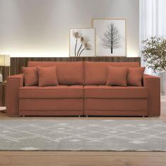Imagem de Sofá Cama 3 Lugares Noel Retrátil 20591 Boucle Terracota - Celflex